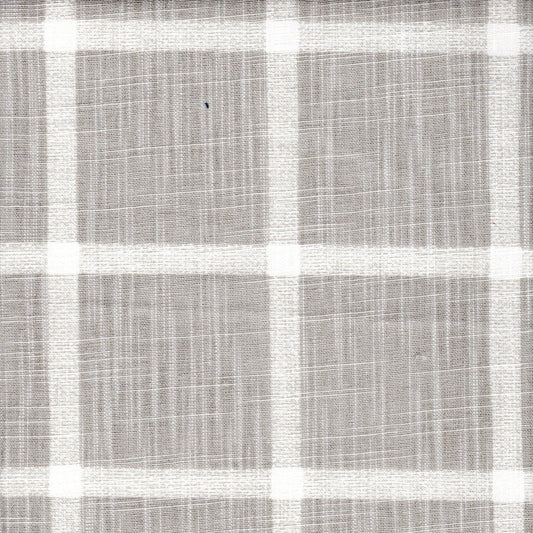 Back Tab Curtain Panels Pair in Abbot French Grey Windowpane Plaid