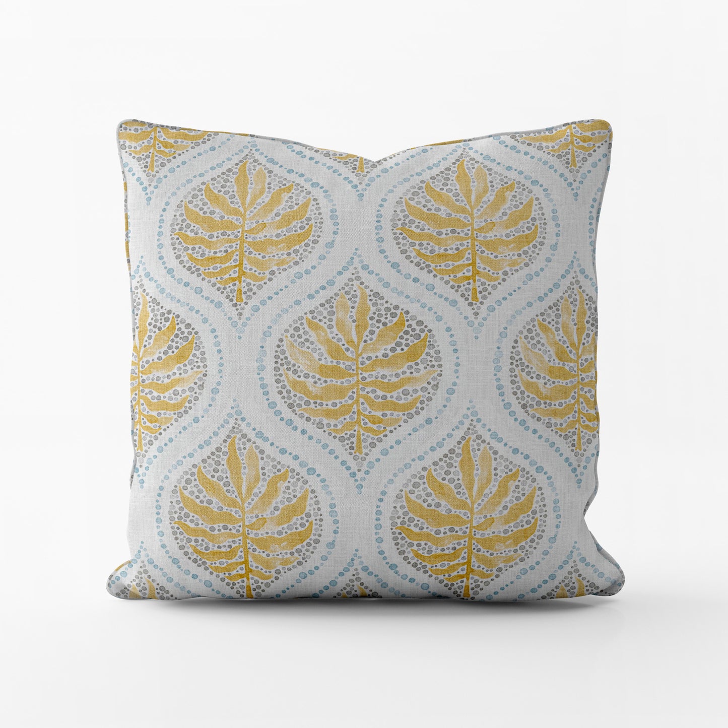 Decorative Pillows in Airlie Amber Ogee Floral Watercolor- Gold, Gray, Blue
