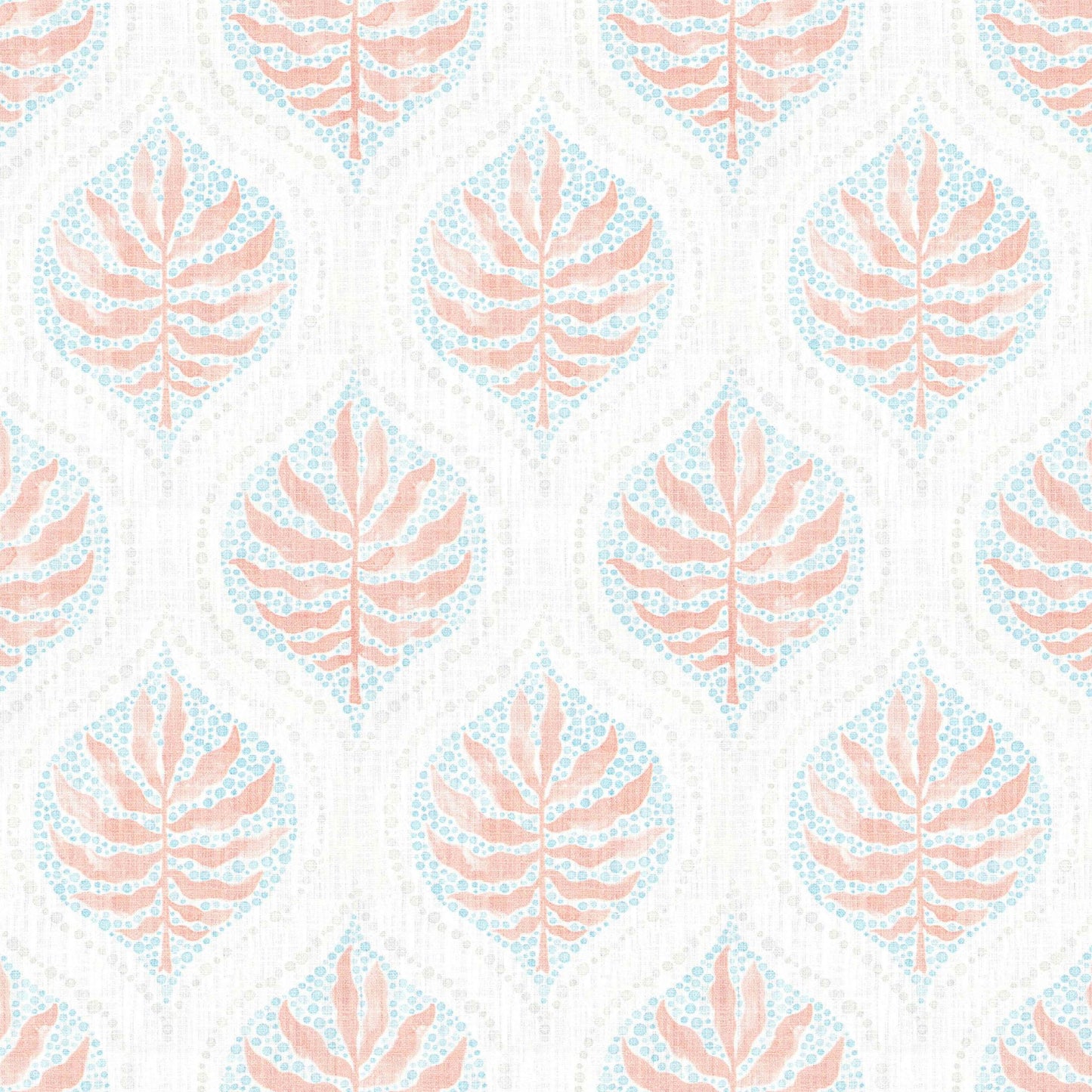 Gathered Bedskirt in Airlie Coral Ogee Floral Watercolor - with Blue, Gray