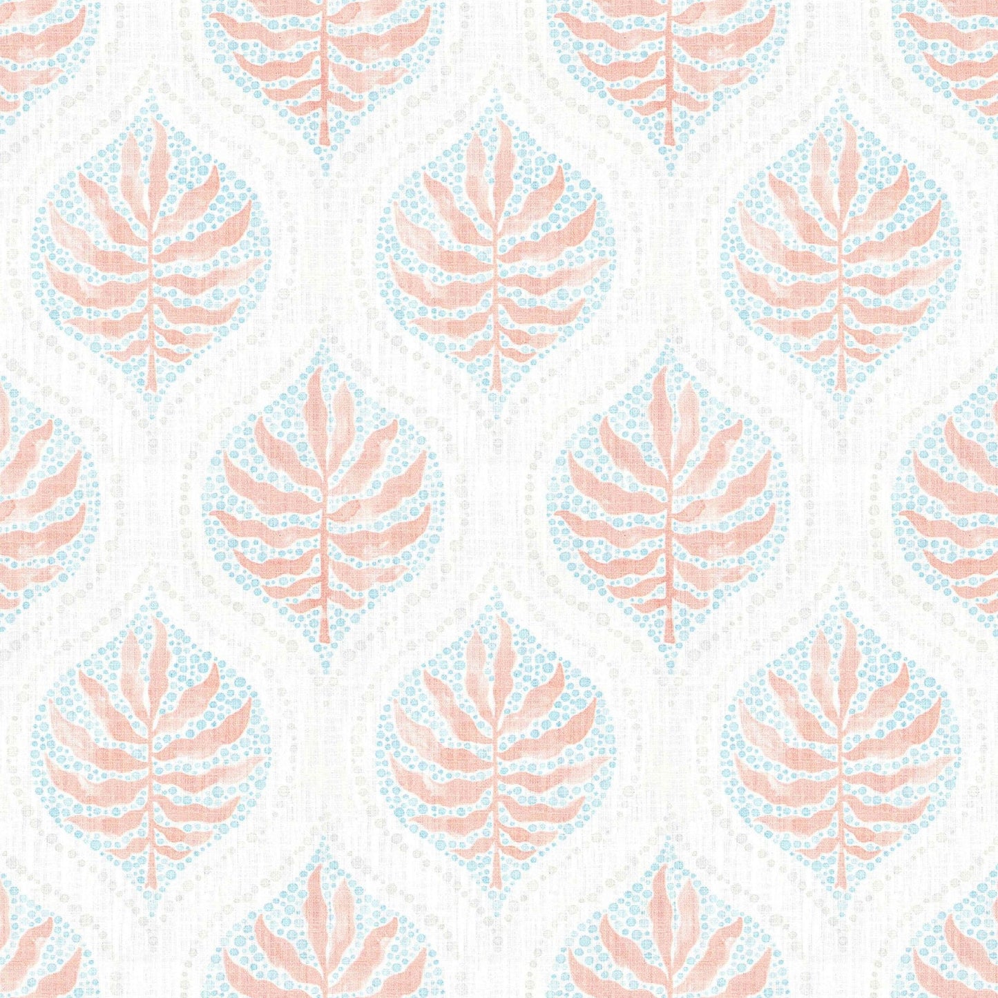 Rod Pocket Curtain Panels Pair in Airlie Coral Ogee Floral Watercolor - with Blue, Gray