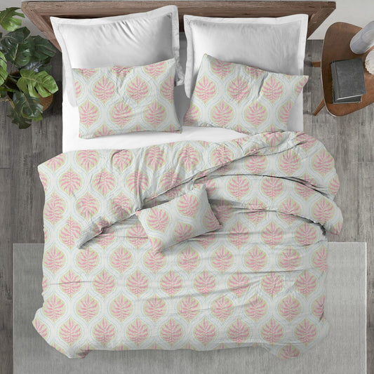 Duvet Cover in Airlie Spring Green Ogee Floral Watercolor