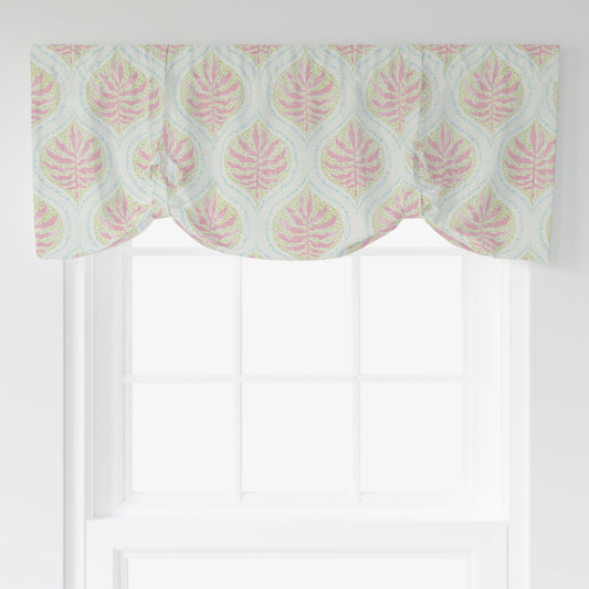 Tie-up Valance in Airlie Spring Green Ogee Floral Watercolor