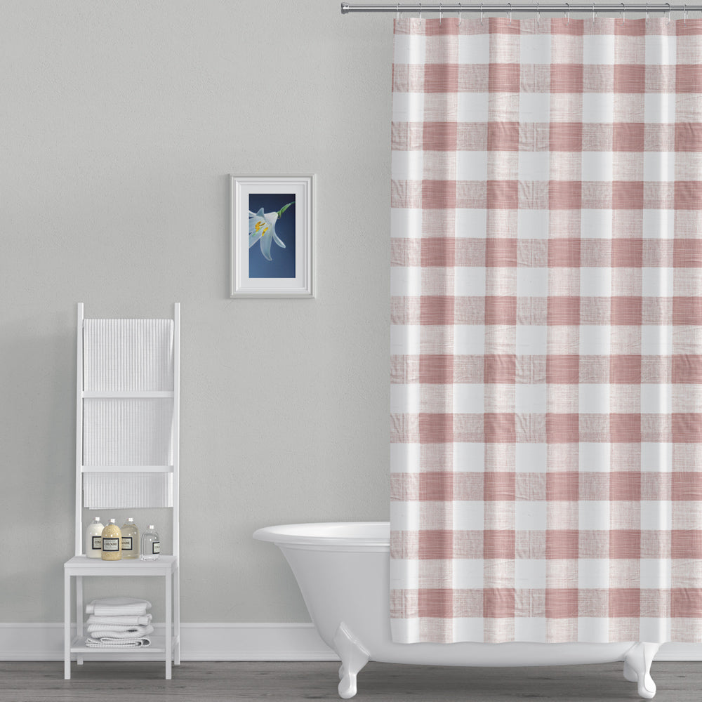 Stall (Narrow) Shower Curtain in Anderson Blush Buffalo Check Plaid