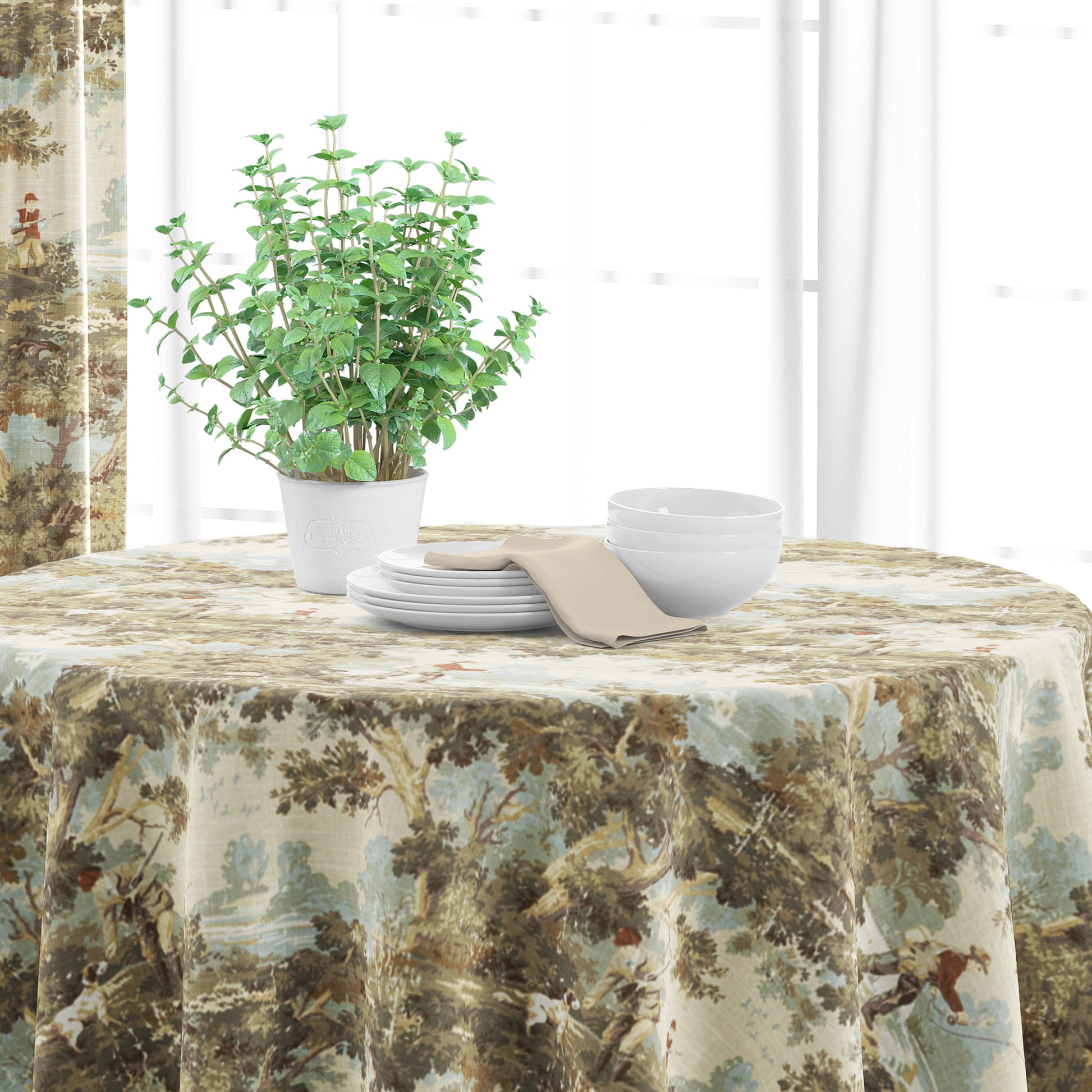 LinenZone 90 Inch Round Vintage Lace Tablecloth – Farmhouse Shabby Chic Table Decor In Linen Color