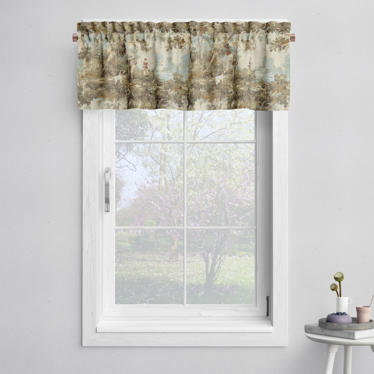 Tailored Valance in Avondale Vintage Sportsman Toile