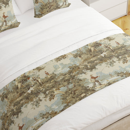 Bed Runner in Avondale Vintage Sportsman Toile