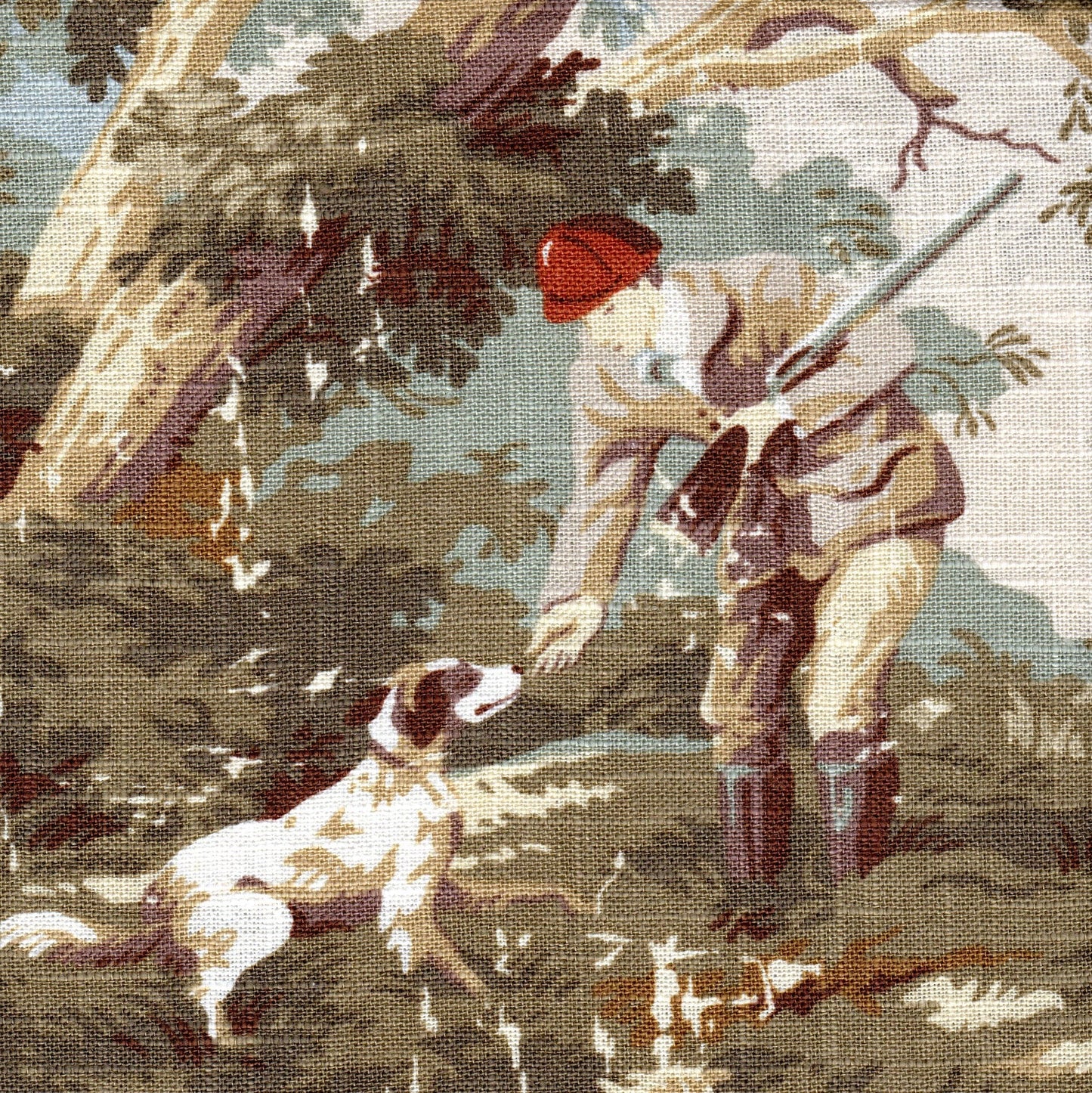 Back Tab Curtain Panels Pairs in Avondale Vintage Sportsman Toile