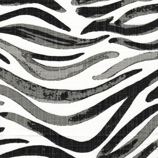 Back Tab Curtain Panels Pairs in Babur Raven Black Watercolor Wavy Stripe