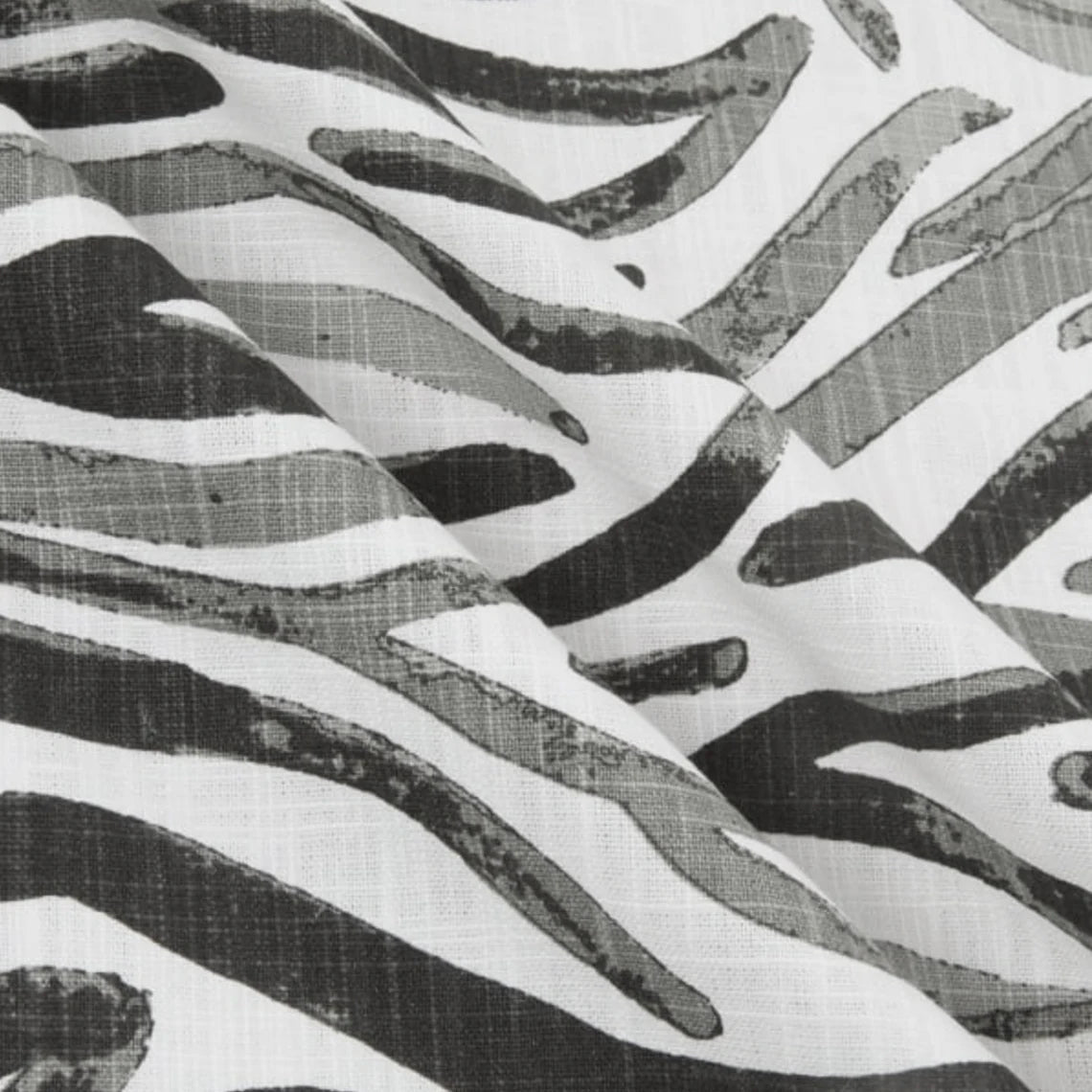 Back Tab Curtain Panels Pairs in Babur Raven Black Watercolor Wavy Stripe