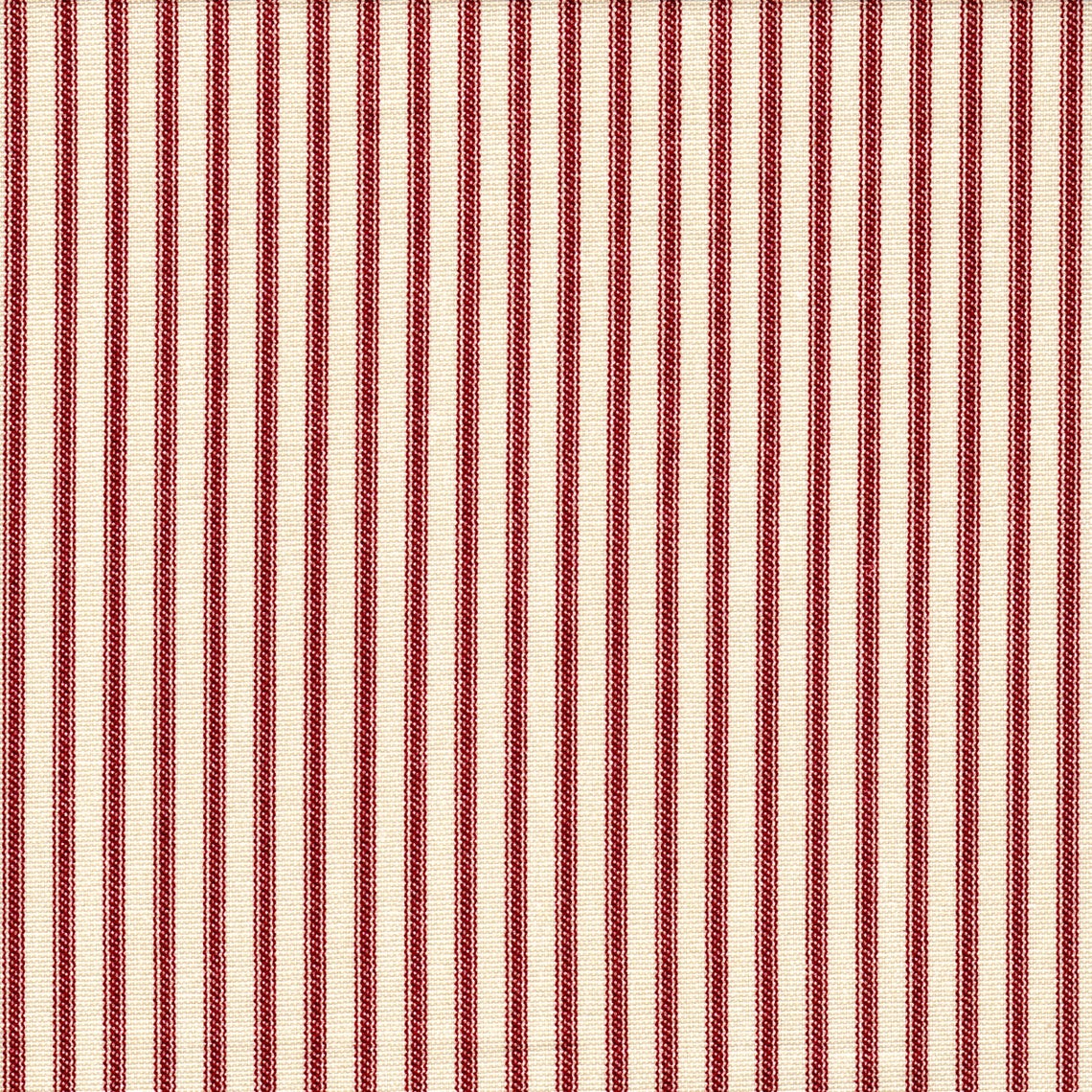 Stall (Narrow) Shower Curtain in Farmhouse Red Traditional Ticking Stripe on Beige