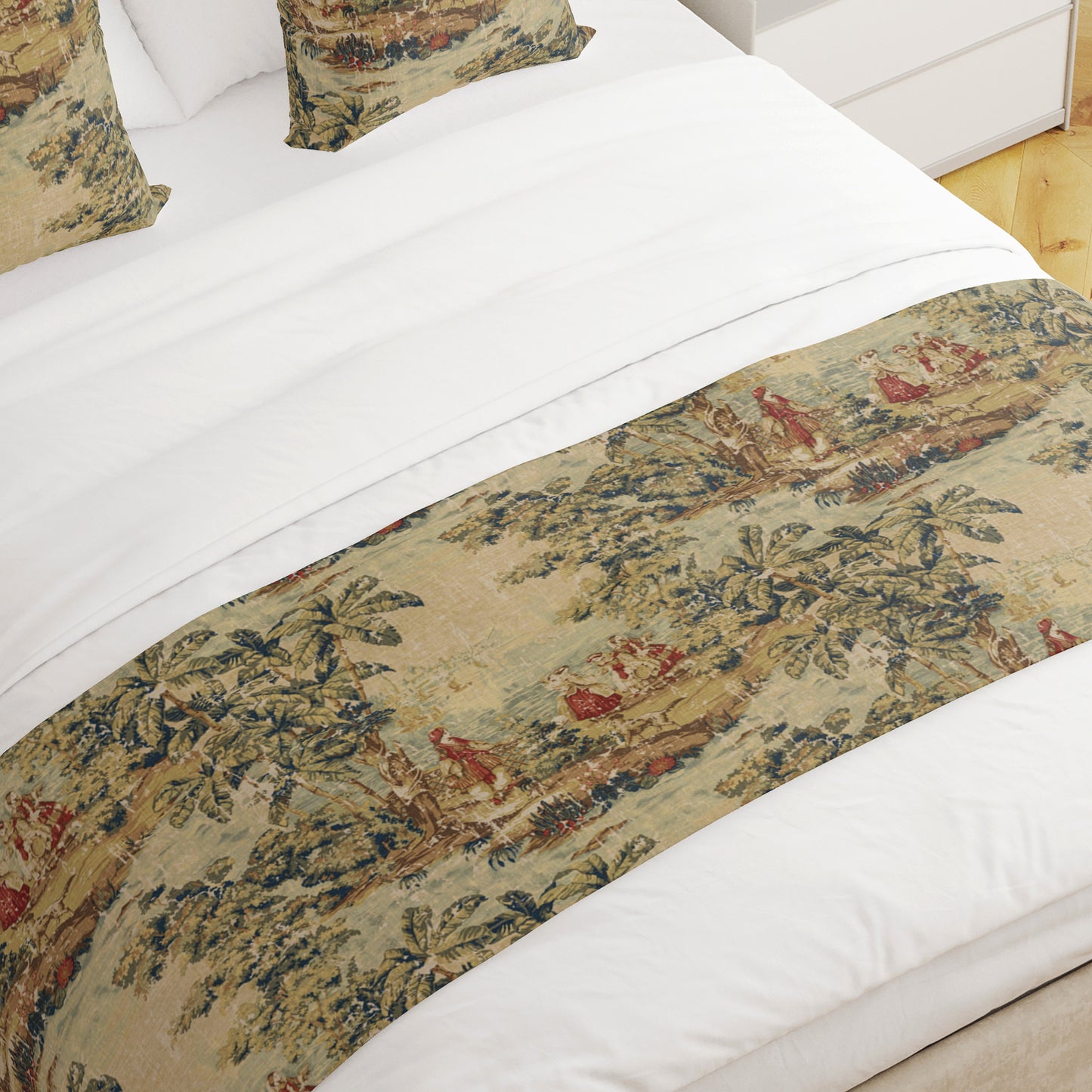 Bed Runner in Bosporus Antique Red Toile