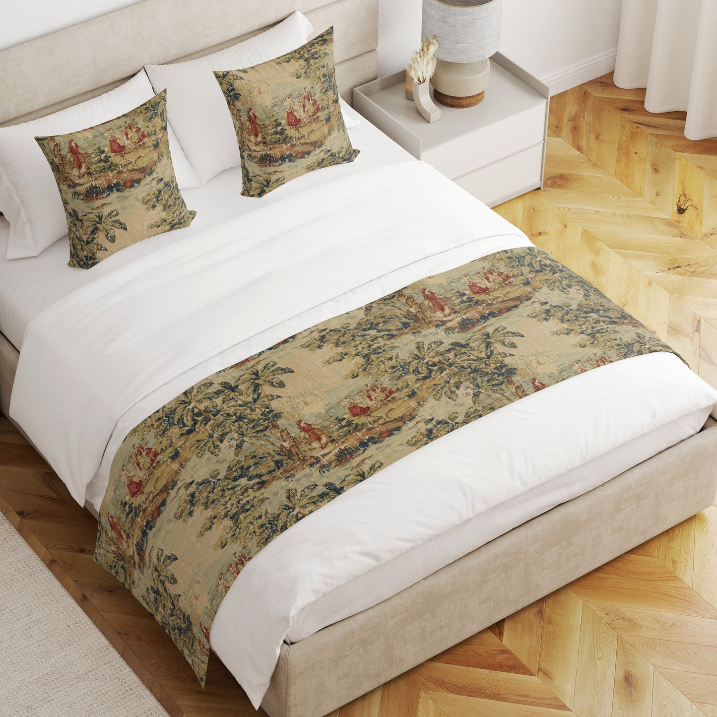 Bed Runner in Bosporus Antique Red Toile