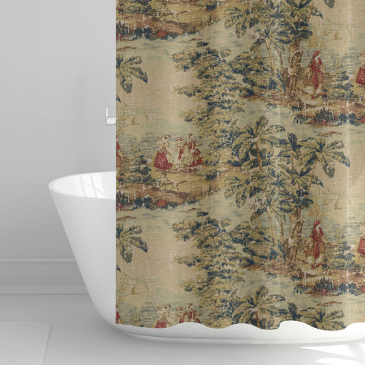 Shower Curtain in Bosporus Antique Red Toile