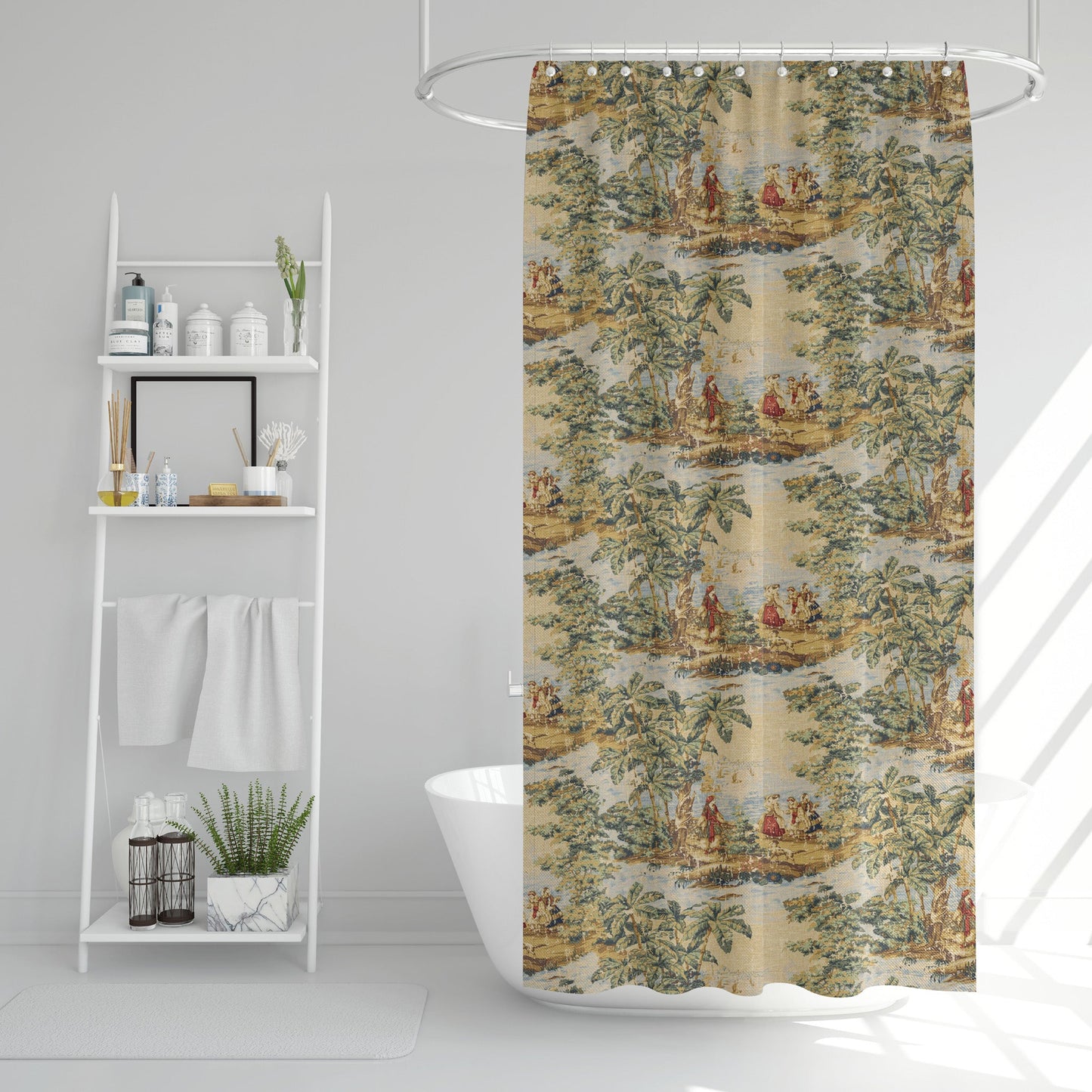 Stall (Narrow) Shower Curtain in Bosporus Billiard Renaissance Toile