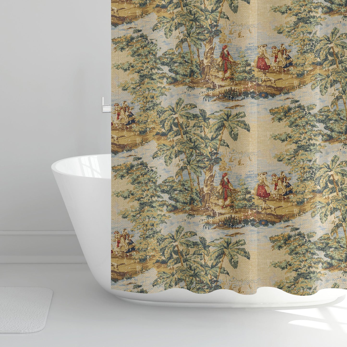 Stall (Narrow) Shower Curtain in Bosporus Billiard Renaissance Toile