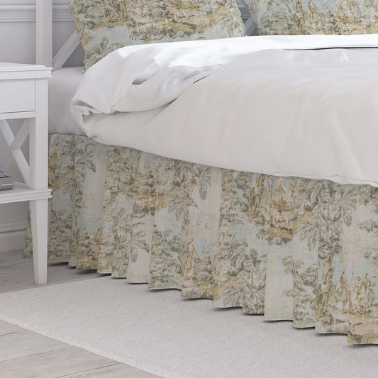 Gathered Bedskirt in Bosporus Flax Toile