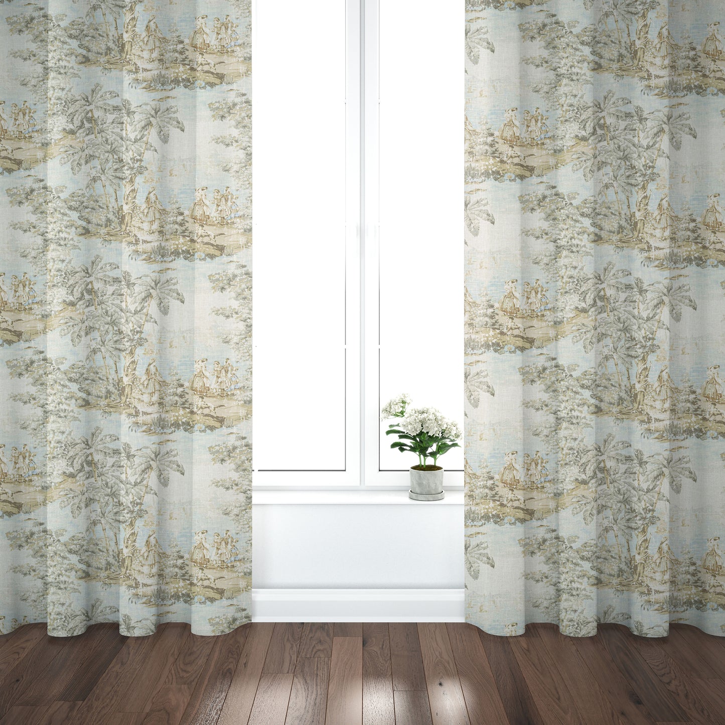 Pinch Pleated Curtains in Bosporus Flax Toile
