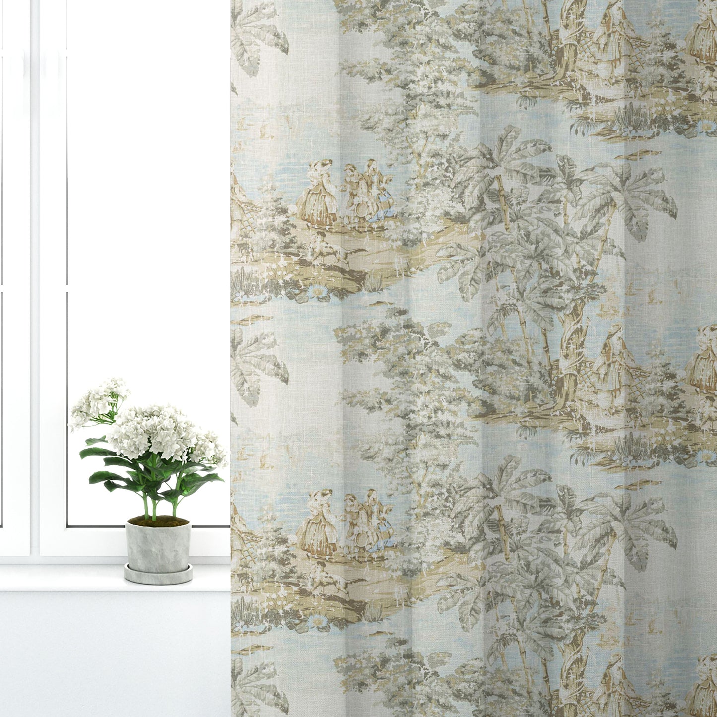 Pinch Pleated Curtains in Bosporus Flax Toile