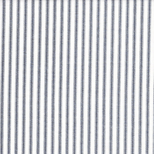 Back Tab Curtain Panels Pair in Classic Navy Blue Ticking Stripe on White