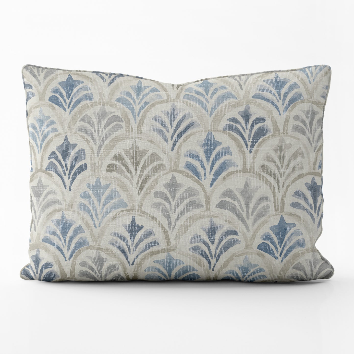 Decorative Pillows in Countess Delft Blue Scallop Watercolor