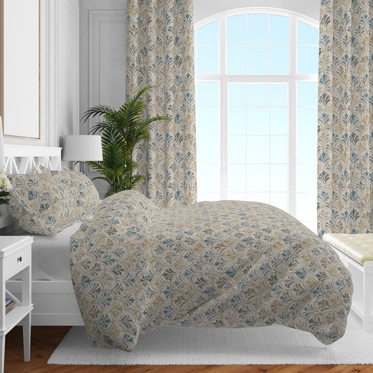Duvet Cover in Countess Harbor Blue Scallop Watercolor