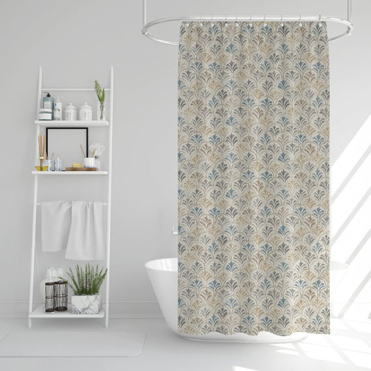 Stall (Narrow) Shower Curtain in Countess Harbor Blue Scallop Watercolor