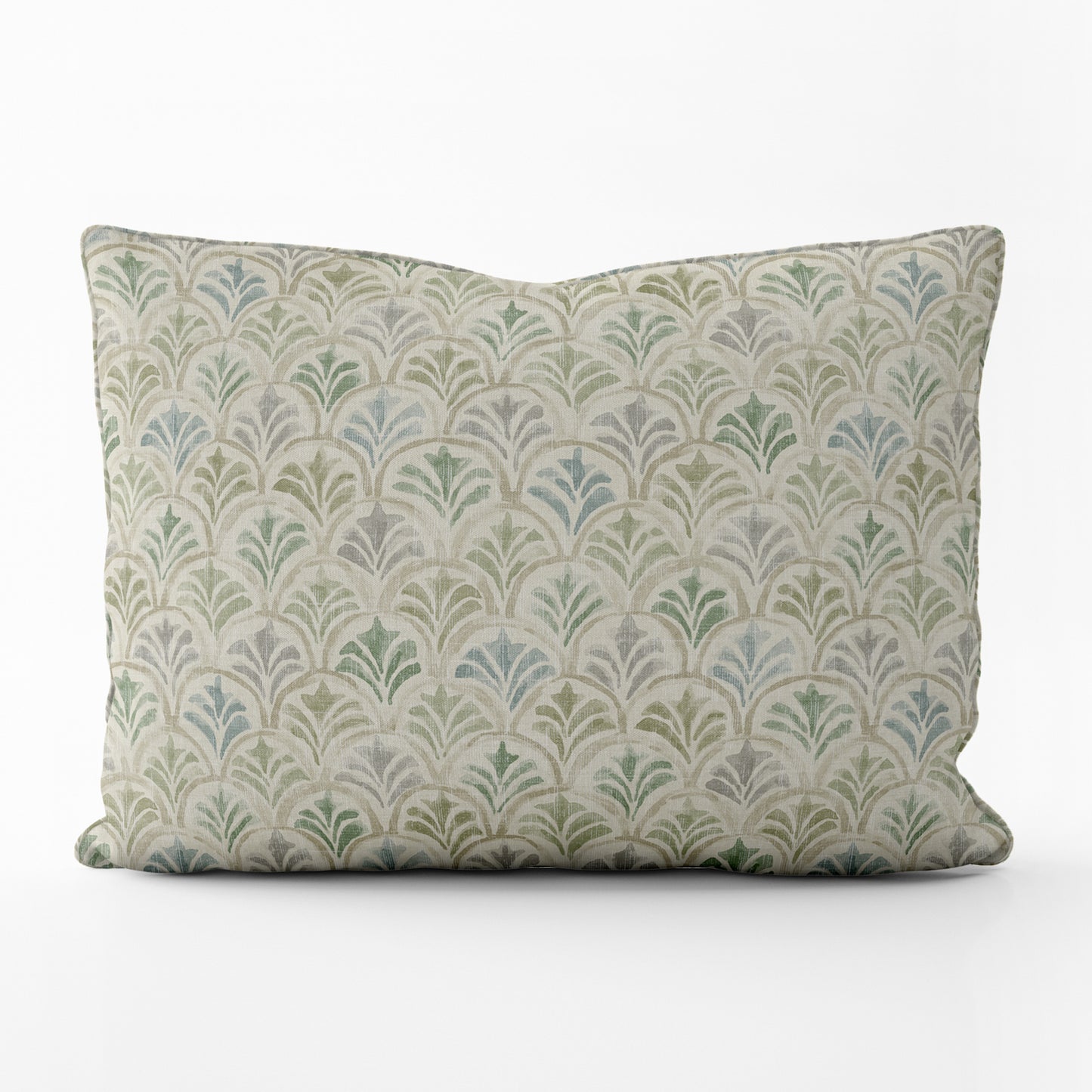 Decorative Pillows in Countess Bay Green Scallop Watercolor