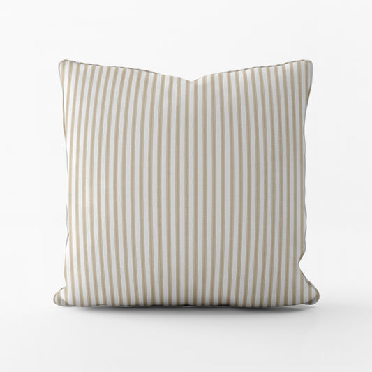 Decorative Pillows in Farmhouse Sand Beige Traditional Ticking Stripe