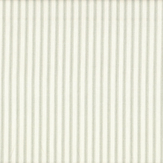 Stall (Narrow) Shower Curtain in Farmhouse Pale Sage Green Ticking Stripe on Cream