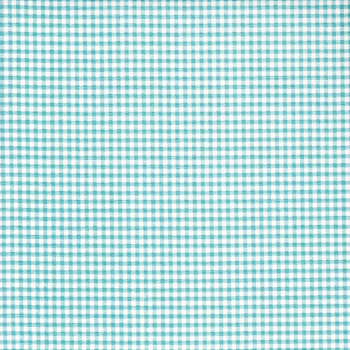 Stall (Narrow) Shower Curtain in Farmhouse Aqua Blue Gingham Check on Cream