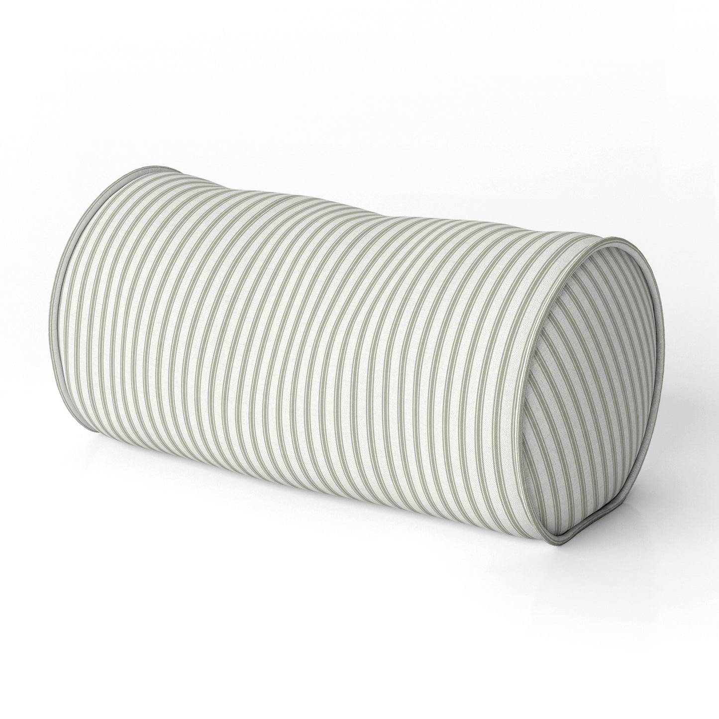 Decorative Pillows in Farmhouse Pale Sage Green Ticking Stripe on Cream