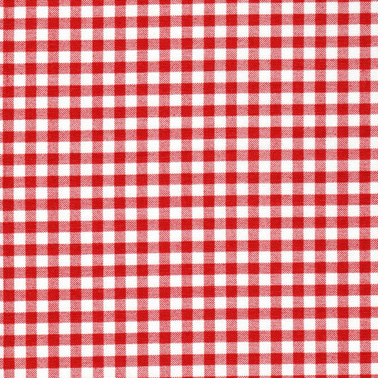 Back Tab Curtain Panels Pairs in Lipstick Red Premier Gingham Check on White