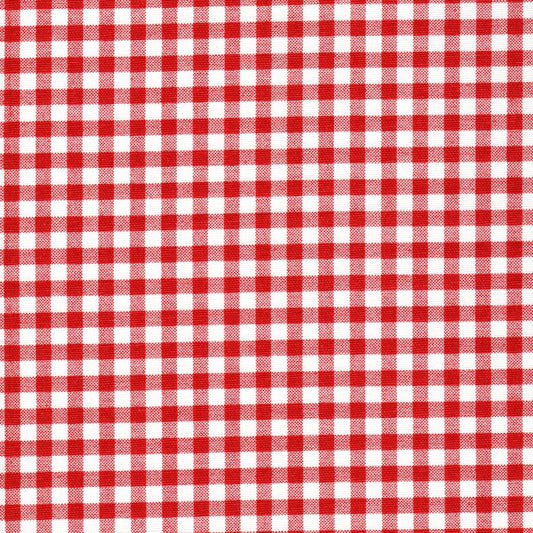 Stall (Narrow) Shower Curtain in Lipstick Red Large Gingham Check on White