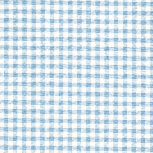 Back Tab Curtain Panels Pairs in Weathered Blue Premier Gingham Check on White