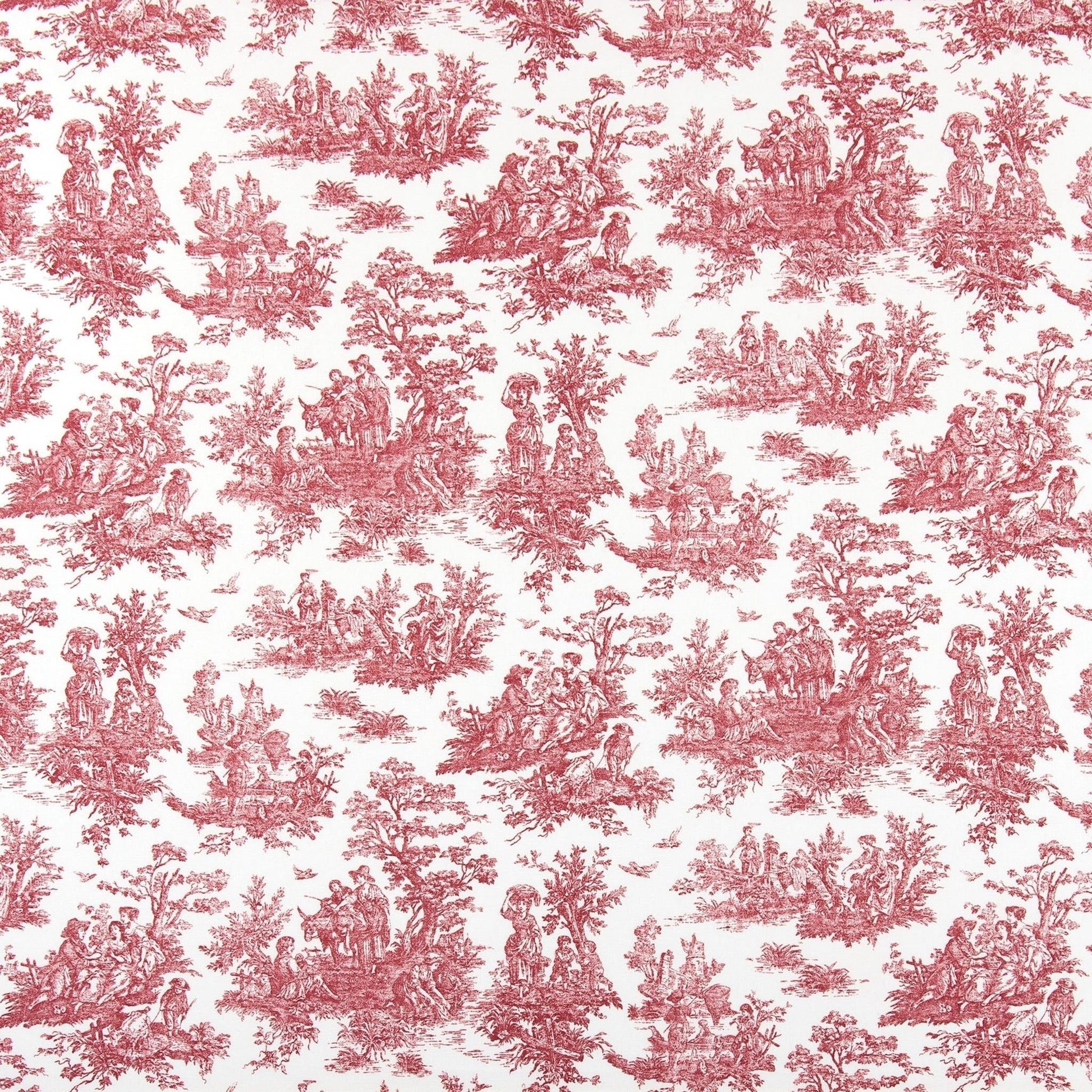 back tab curtain panels pair in Jamestown Pompeian Red Colonial Country Toile 