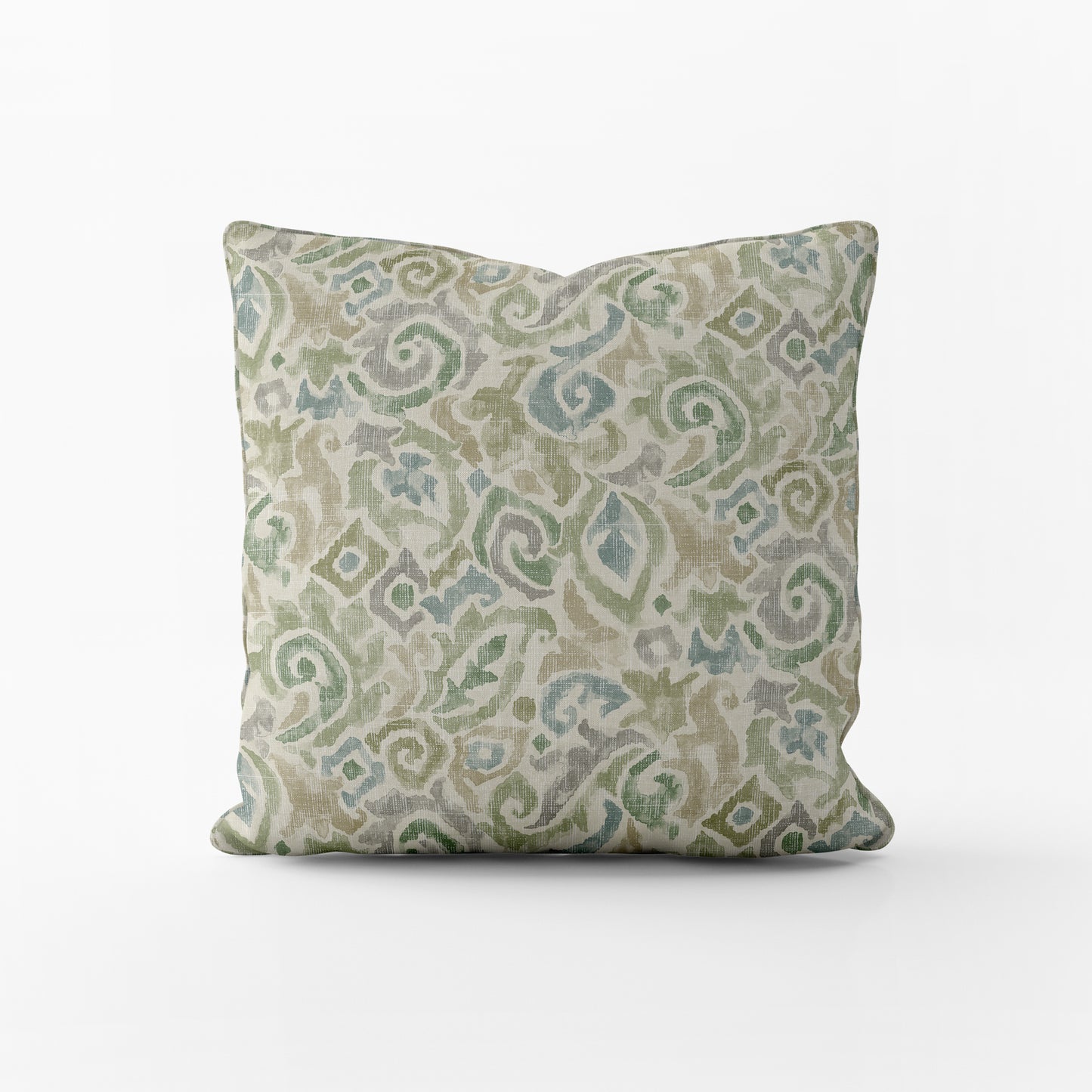 Decorative Pillows in Jester Bay Green Paisley Watercolor