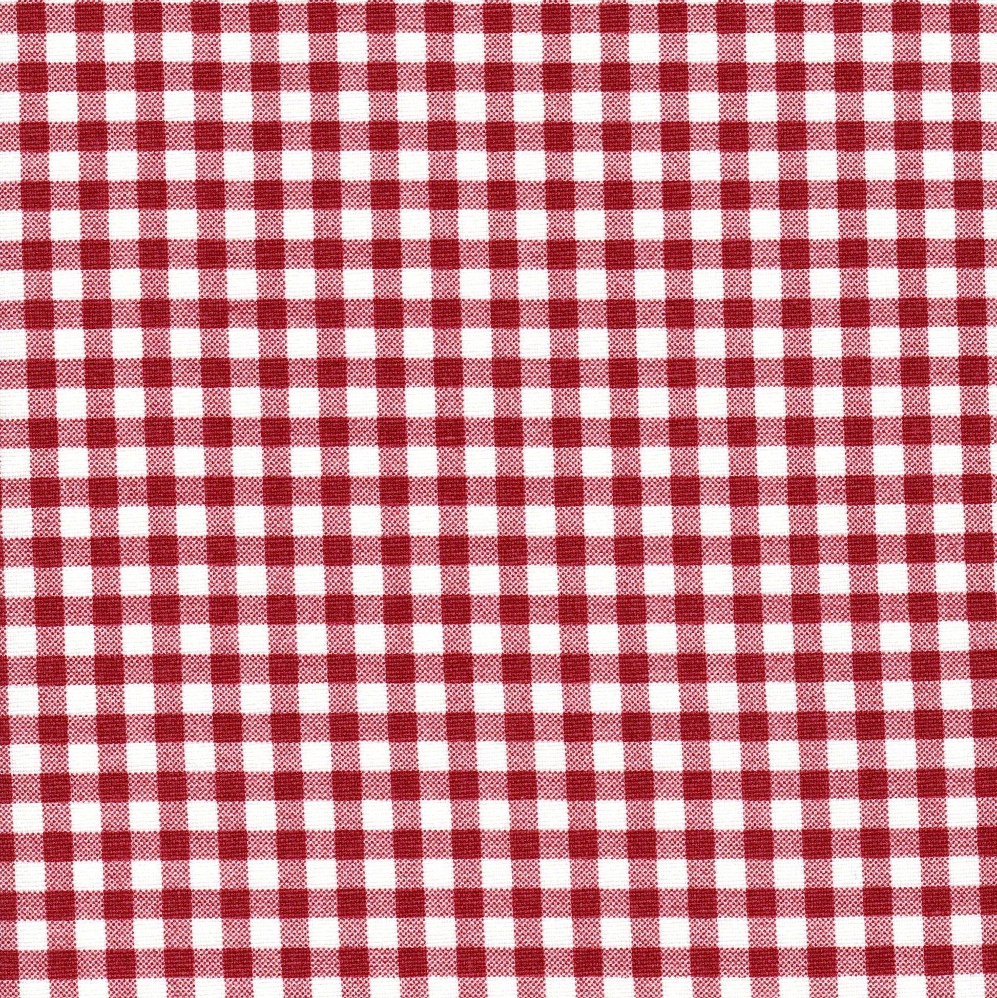 back tab curtain panels pair in Large Gingham Check Pompeian Dark Red on White 
