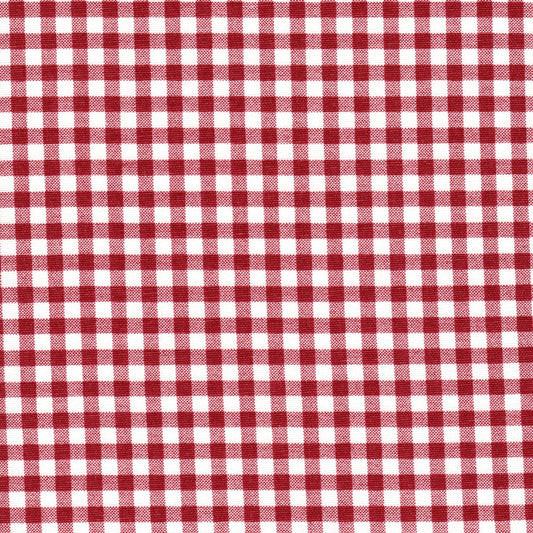 back tab curtain panels pair in Large Gingham Check Pompeian Dark Red on White 