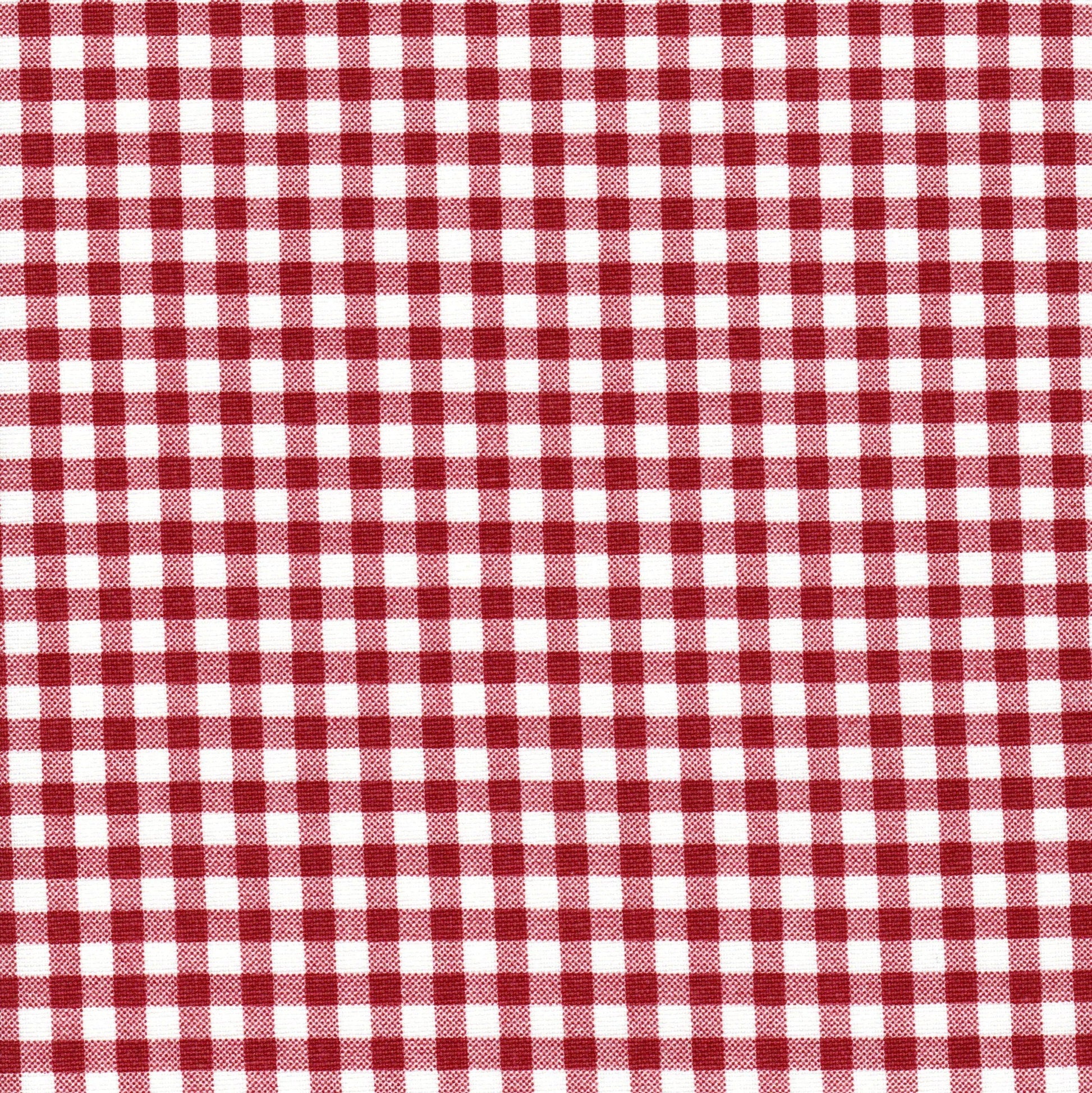 Shower Curtain in Large Gingham Check Pompeian Dark Red on White 