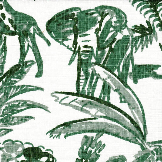 Back Tab Curtain Panels Pairs in Meru Fairway Green Safari Animal Toile