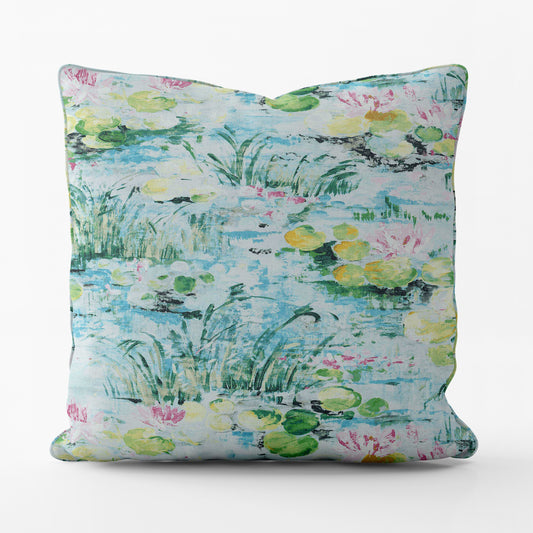 Decorative Pillows in Monet Dream Blue Water Lilies