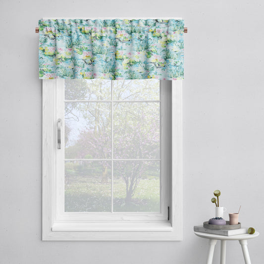 Tailored Valance in Monet Dream Blue Water Lilies