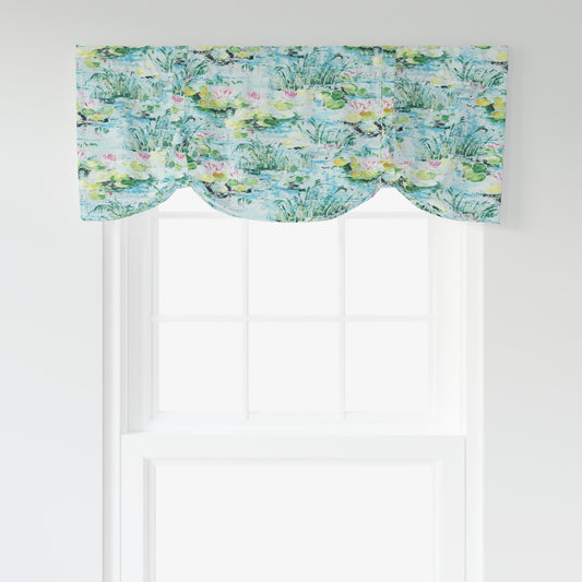 Tie-up Valance in Monet Dream Blue Water Lilies