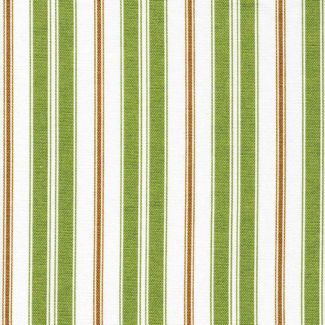 Back Tab Curtain Panels Pair in Newbury Aloe Green Stripe- Green, Brown, White