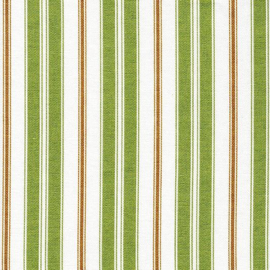 Back Tab Curtain Panels Pair in Newbury Aloe Green Stripe- Green, Brown, White