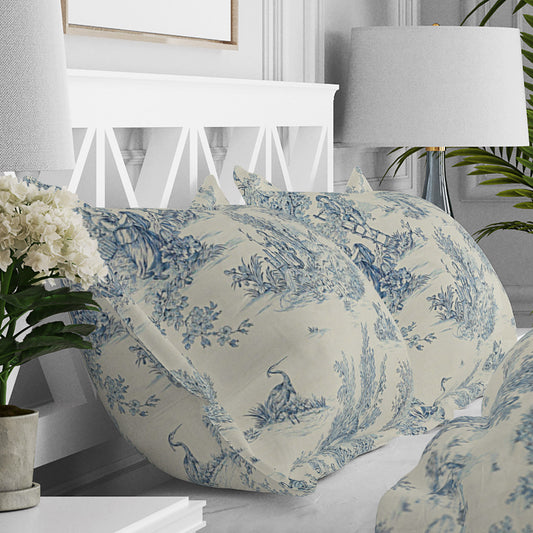 Pillow Sham in Pastorale #2 Blue on Cream French Country Toile