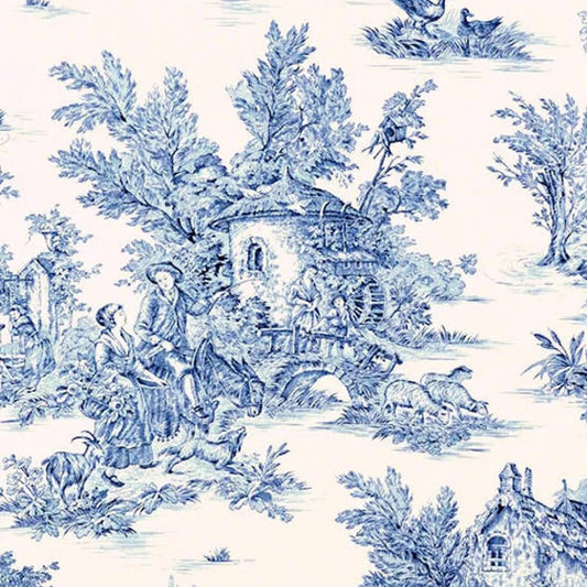 Empress Swag Valance in Pastorale #2 Blue on Cream French Country Toile