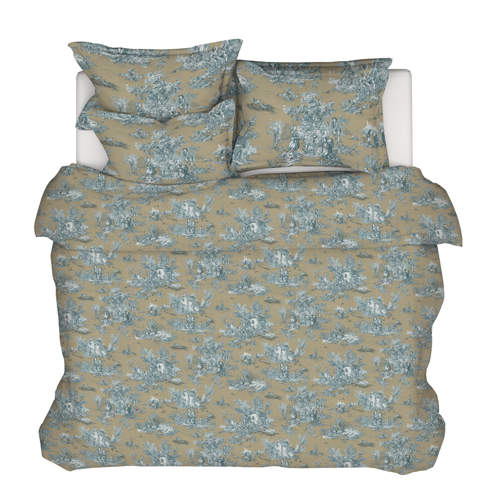 Duvet Cover in Pastorale #88 Blue on Beige French Country Toile
