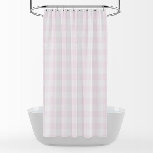 Stall (Narrow) Shower Curtain in Anderson Bella Pale Pink Buffalo Check Plaid