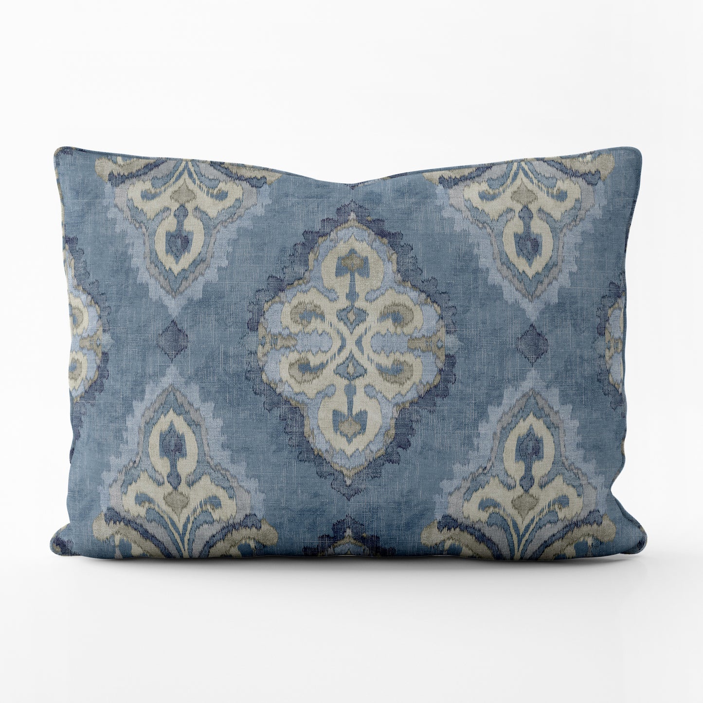 Decorative Pillows in Queen Delft Blue Medallion Watercolor- Large Scale
